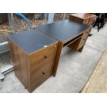 A MODERN OFFICE TABLE AND MATCHING TWO DRAWER CHEST