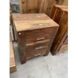 A MODERN HARDWOOD CHEST OF THREE DRAWERS, 20" WIDE