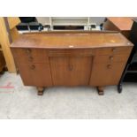 AN EARLY 20TH CENTURY SMALL OAK BUREAU, 30" WIDE, MID 20TH CENTURY OAK SIDEBOARD, BEARING C.W.S. (