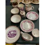 A GROUP OF VARIOUS PINK AND WHITE LUSTREWARE