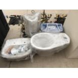 A NEW BATHROOM VANITY SET TO INCLUDE TOILET, CISTERN, WASH BASIN AND PEDESTAL