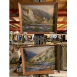 A PAIR OF OIL ON BOARD FRAMED LANDSCAPES