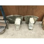 A DECORATIVE CONCRETE GARDEN BENCH A/F