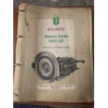 A ROLLS ROYCE WORKSHOP 'GEAR BOX PARTS LIST' MANUAL