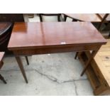 A 19TH CENTURY MAHOGANY FOLD-OVER TEA TABLE, 36" WIDE