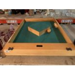 A LINDOP WOODEN TABLE SKITTLES SET