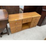 THREE TEAK EFFECT BEDSIDE CABINETS