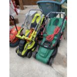 TWO ELECTRIC LAWNMOWERS - A QUALCAST AND A RYOBI