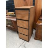 A MDOERN TEAK EFFECT FOUR DRAWER FILING CABINET