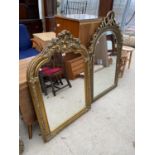 TWO ORNATE GILT FRAMED MIRRORS