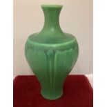 A PILKINGTONS LANCASTRIAN POTTERY GREEN MOTTLED URN STYLE VASE WITH INDISTINCT IMPRESSION 1910 SHAPE