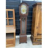 A MODERN TEMPUS FUGIT MAHOGANY LONG CASE CLOCK