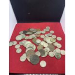 A LARGE QUANTITY OF COINS SOME PART SILVER