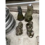 FOUR CONCRETE GARDEN ORNAMENTS - FOUR OTTERS