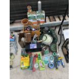 VARIOUS GARDEN ITEMS - SHEARS, HOSE FITTINGS, HOSE ETC