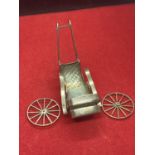 AN UNUSUAL SILVER RICKSHAW (A/F WHEELS NEED ATTACHING)