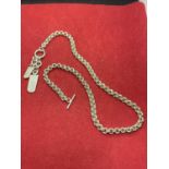 A HEAVY 925 MARKED SILVER CHAIN APPROX 49CM LONG