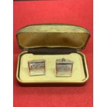 A BOXED PAIR OF WEST GERMANY 925 SILVER CUFF LINKS