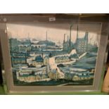 A FRAMED L S LOWRY INDUSTRIAL LANDSCAPE PRINT