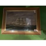 A FRAMED OIL OF A BOAT 'CLOSE HAULED' SIGNED E.W.PROSSER