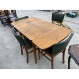 A 1950'S OAK DRAW-LEAF DINING TABLE AND FOUR CHAIRS