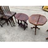 A NEST OF THREE MODERN TABLES, MAGAZINE RACK/TABLE AND AN ITALIAN STYLE OCCASIONAL TABLE