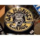 A METAL 'GAS MONKEY GARAGE' MAN CAVE SIGN