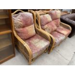 A BAMBOO CONSERVATORY ARMCHAIR AND TWO SEATER SOFA