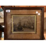 A FRAMED PRINT OF BRISTOL DOCKS 1887