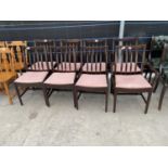 A SET OF EIGHT MODERN LATH-BACK DINING CHAIRS