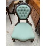 A VICTORIAN SPOON BACK NURSING CHAIR