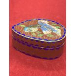 AN UNUSUAL SHAPED ORIENTAL STYLE CLOISONNE PILL BOX