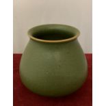 A PILKINGTONS LANCASTRIAN POTTERY OLIVE GREEN VASE IMPRESSED 1910 SHAPE 2651 - UNDERGLAZE FAULTS