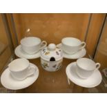 VARIOUS VILLEROY AND BOCH ITEMS TO INCLUDE TWO CAPPUCCINO CUPS AND SAUCERS, TWO EXPRESSO CUPS AND