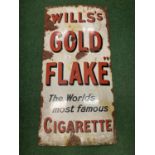 A LARGE VINTAGE METAL ADVERTISING SIGN 'WILLS' S GOLD FLAKE' 92CM X 45CM