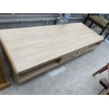 A MODERN OAK EFFECT LOW COFFEE TABLE, 62x23"