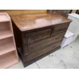 A LATE VICTORIAN MAHOGANY CHEST OF TWO SHORT AND TWO LONG DRAWERS, 41" WIDE