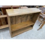 A VICTORIAN OPEN PINE BOOKCASE, 38.5" WIDE