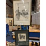 TWO FRAMED AND SIGNED PRINTS ONE OF A COUNTRY LANE AND ONE OF A STREAM