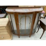 A SHINY WALNUT BOWFRONTED CHINA CABINET ON CABRIOLE LEGS