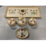 A FIVE PIECE CROWN DUCAL DRESSING TABLE SET