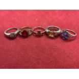 FIVE VARIOUS SILVER DRESS RINGS