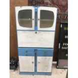 A VINTAGE 1950'S SHEFCO KITCHEN UNIT WITH GLAZED GLASS