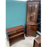 A MODERN MAHOGANY BOOKCASE AND CORNER CUPBOARD