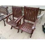 TWO WOODEN GARDEN CHAIRS