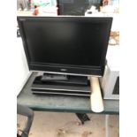 A 20" SONY TELEVISION AND A BANG AND OLUFSEN DVD PLAYER