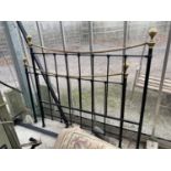 A VICTORIAN STYLE 5FT BRASS AND IRON BED HEAD AND FOOT