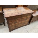 AN EDWARDIAN SATINWOOD CHEST OF TWO SHORT AND TWO LONG DRAWERS, 38" WIDE