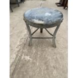 A VINTAGE GALVANISED STOOL