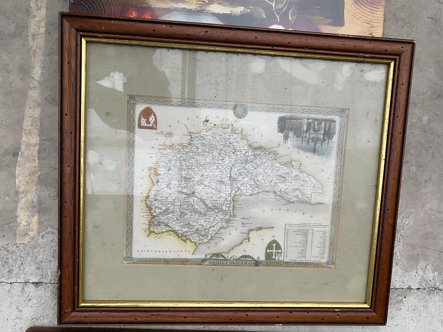 A PRINT, TWO FRAMED MAPS AND TWO MIRRORS - Bild 3 aus 3